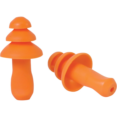 Bouchons d'oreilles r&eacute;utilisable &agrave; triple bride en TPR orange SEALTEC TipGrip, Sans cordon, Vrac - Boîte, 26 dB dB NRR, Taille unique NTL Industrial