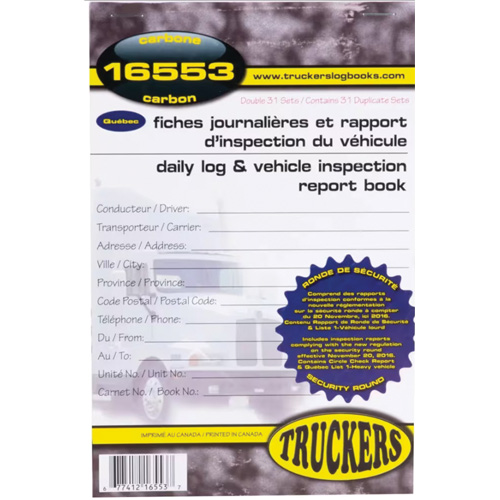 Carnet bilingue de registre quotidien et de rapport d'inspection de v&eacute;hicule NTL Industrial