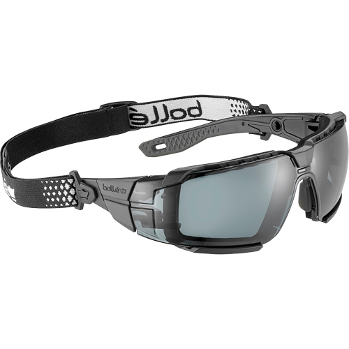 RUSH+ 2.0 XP M/L Safety Glasses with Black & Grey Frame, Smoke Lens, Anti-Fog/Anti-Scratch, ANSI Z87+ NTL Industrial