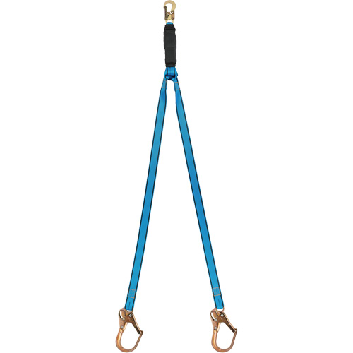 Phoenix Shock-Absorbing Lanyard, 1.8 m/6', Locking Snap Hook Center, Locking Snap Hook Leg Ends, Polyester NTL Industrial