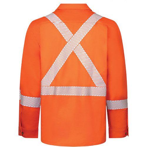 Avenger 7 oz Deluxe Segmented Striped High-Visibility Work Shirt, Style 652, Men's, Large (Tall), Orange NTL Industrial