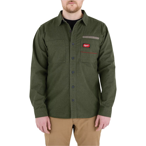 GRIDIRON Flannel Shirt, Men's, Large, Green NTL Industrial