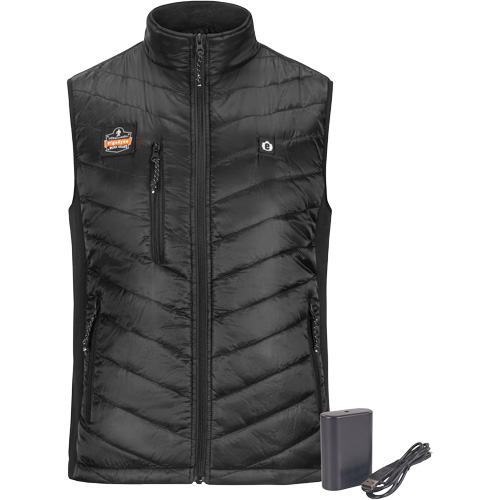 N-Ferno&reg; Rechargeable Heated Vest with Battery Power Bank, Men's/Unisex/Women's, X-Large, Black NTL Industrial
