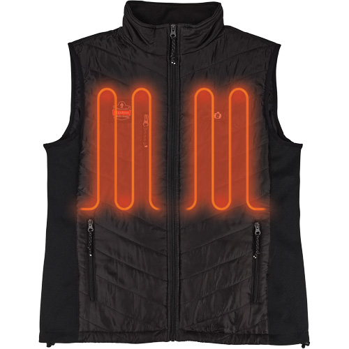 N-Ferno&reg; Rechargeable Heated Vest with Battery Power Bank, Men's/Unisex/Women's, X-Large, Black NTL Industrial