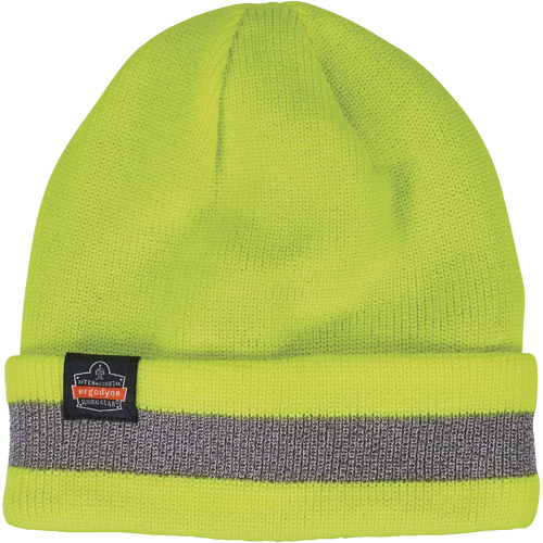 N-Ferno&reg; Reflective, Cuffed Rib Knit Winter Hat, Acrylic Lining, One Size, High-Visibility Lime Green NTL Industrial