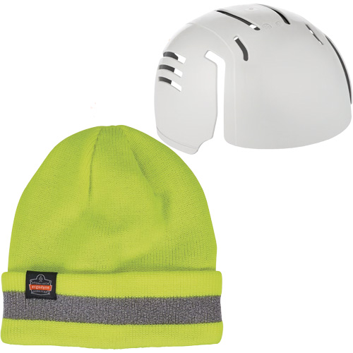 N-Ferno&reg; Reflective Rib Knit Winter Hat & Bump Cap Insert, Acrylic Lining, Medium/Small, High-Visibility Lime Green NTL Industrial