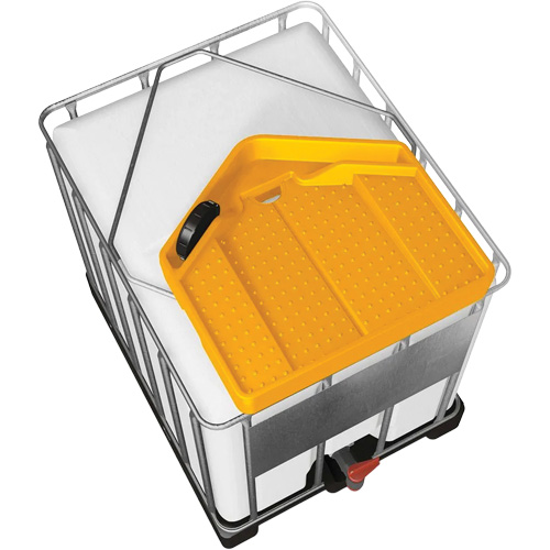 Large 3.9 Gal. Yellow Chemically-Resistant Polyethylene IBC Funnel NTL Industrial
