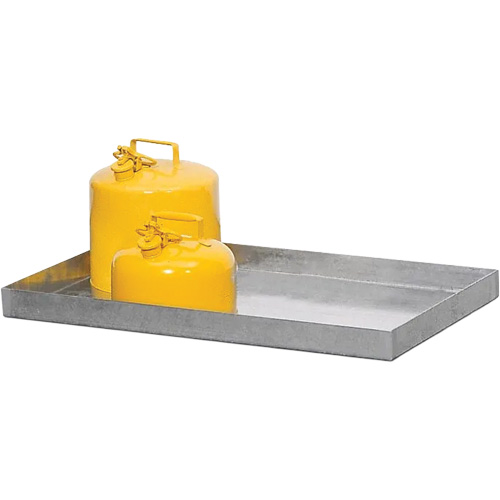 Galvanized Steel Spill Containment Tray, 48" L x 18" W x 3" H, 11 US gal. Spill Capacity NTL Industrial