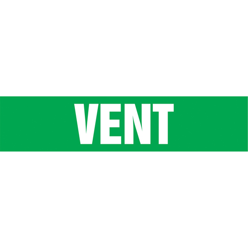 Marqueurs de tuyau "Vent", Autocollant, 4" h x 24" la, Blanc/vert NTL Industrial