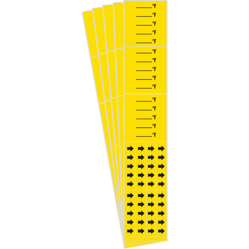 Marqueurs de tuyau avec espace vierge suivi du symbole °F , Autocollant, 2-1/4" h x 14" la, Noir sur jaune NTL Industrial