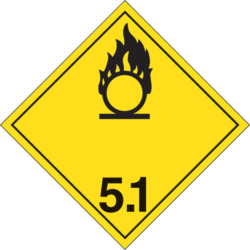 Oxidizer TDG Placard, Adhesive Vinyl NTL Industrial