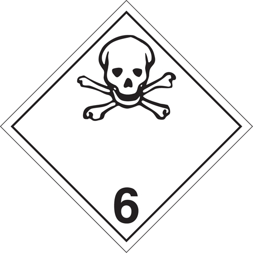 Toxic Materials TDG Placard, Adhesive Vinyl NTL Industrial