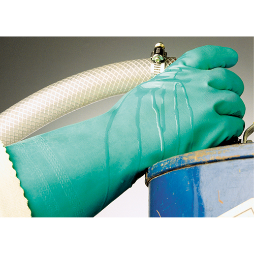 Gants &agrave; prise emboss&eacute;e &agrave; motif en Z StanSolv, Taille Moyen/8, 14" lo, Nitrile, Doublure en Interlock, 11 mils NTL Industrial