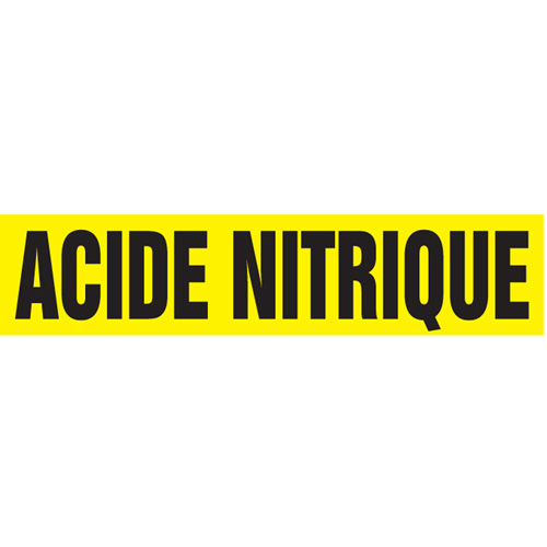 "Acide Nitrique" Pipe Markers, Self-Adhesive, 2-1/2" H x 12" W, Black on Yellow NTL Industrial