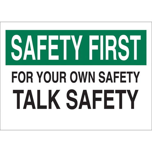 Enseigne  Talk Safety , 10" x 14", Aluminium, Anglais NTL Industrial