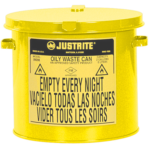 Contenants pour d&eacute;chets huileux, Homologu&eacute; FM/List&eacute; UL, 2 gal. US, Jaune NTL Industrial
