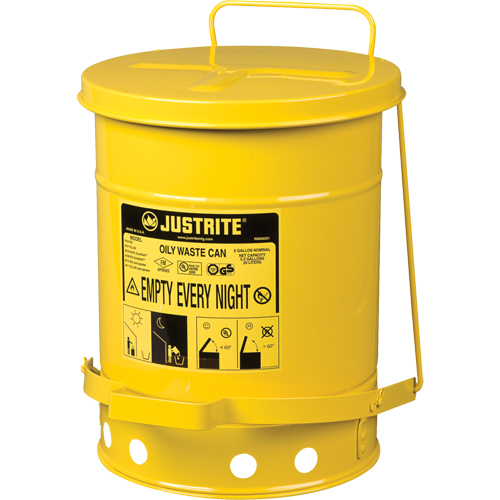 Oily Waste Cans, FM Approved/UL Listed, 6 US Gal., Yellow NTL Industrial