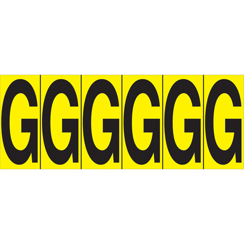Individual Adhesive Letter Markers, G, 2-15/16" H, Black on Yellow NTL Industrial