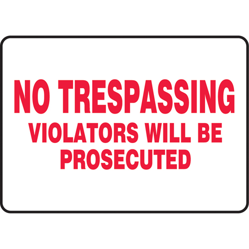 Enseigne  No Trespassing , 10" x 14", Vinyle, Anglais NTL Industrial
