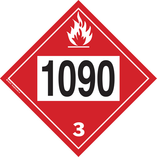 Plaque-&eacute;tiquette TMD 1090 pour liquide inflammable ac&eacute;tone, Plastique NTL Industrial