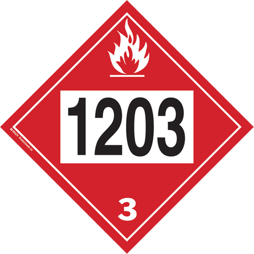 1203 Gasohol & Gasoline Flammable Liquid TDG Placard, Plastic NTL Industrial