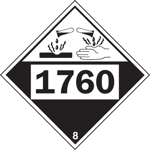 1760 Aluminum Phosphate Corrosive Materials TDG Placard, Plastic NTL Industrial
