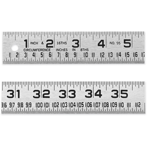 R&egrave;gle de circonf&eacute;rence pour ferblantier, 4' lo, Acier, Graduations de 1/16" NTL Industrial