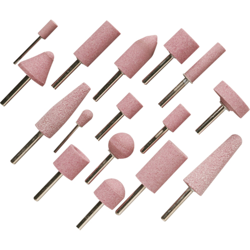 Meules vitrifi&eacute;es mont&eacute;es sur tige A60R, A12, Oxyde d'aluminium, 11/16" dia., 1-1/4" lo, 60 Grain NTL Industrial