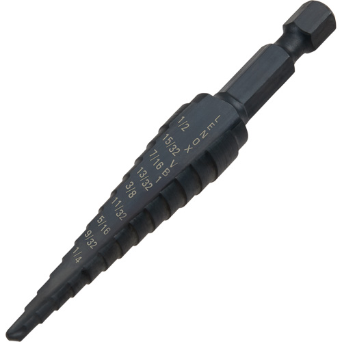 Foret &eacute;tag&eacute; no 1, 1/8" - 1/2", Incr&eacute;ments de 1-3/2", Acier rapide NTL Industrial