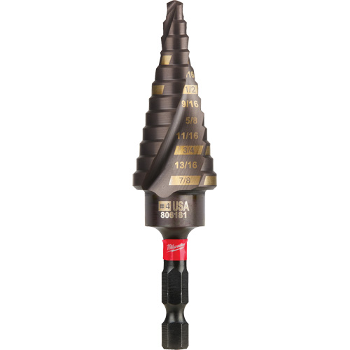 #4 Shockwave Impact Duty Step Drill Bit, 3/16" - 7/8" , 1/16" Increments, Titanium NTL Industrial