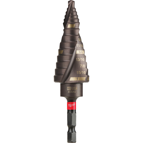 #8 Shockwave Impact Duty Step Drill Bit, 1/2" - 1" , 1/16" Increments, Titanium NTL Industrial