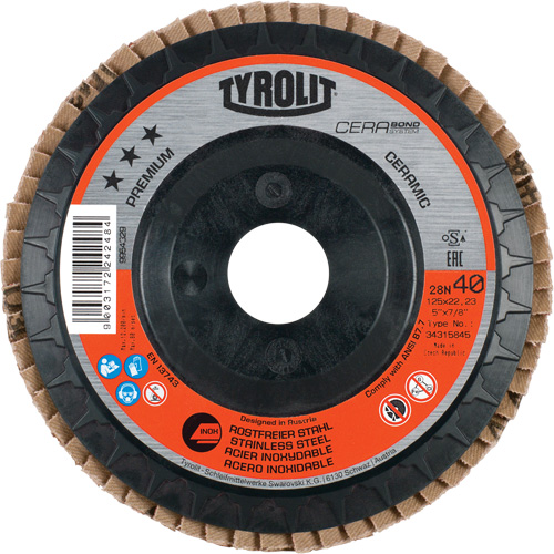 Disque &agrave; lamelles, 4-1/2" x 5/8"-11, Type 27, Grain 40, C&eacute;ramique NTL Industrial