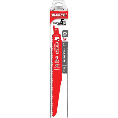 Lame de scie alternative pour la d&eacute;molition et les m&eacute;taux &eacute;pais, Bim&eacute;tal, 8-10 Dents par pouce, 9" lo NTL Industrial