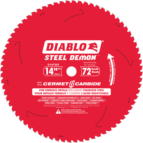 Steel Demon Cermet II Circular Saw Blade, 14", 72 Teeth, Metal Use NTL Industrial
