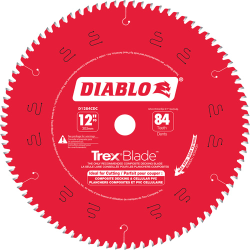 Trex&reg; Blade Cutting Saw Blade, 12", 84 Teeth, Plastic/Composite Decking Use NTL Industrial