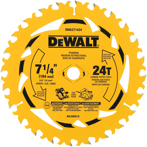 Circular Saw Blade, 7-1/4", 24 Teeth, Wood Use NTL Industrial