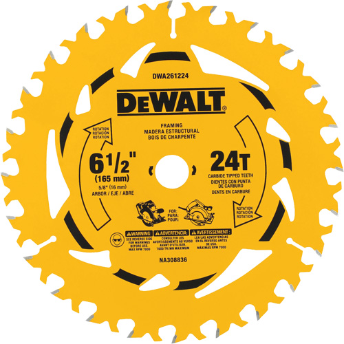 Carbide-Tipped Framing Circular Saw Blade, 6-1/2", 24 Teeth, Wood Use NTL Industrial