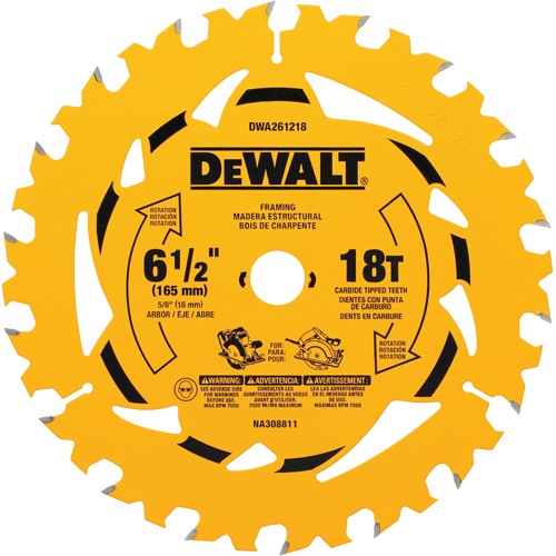Framing Circular Saw Blade, 6-1/2", 18 Teeth, Wood Use NTL Industrial