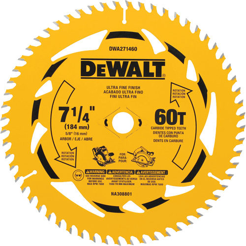 Circular Saw Blade, 7-1/4", 60 Teeth, Wood Use NTL Industrial