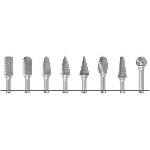 1855 Double Cut Carbide Burr Set, 8 Pieces NTL Industrial