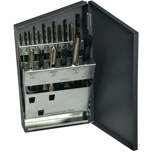 Jeu de forets courts & taraud manuels m&eacute;triques HTGP, 18 morcea NTL Industrial