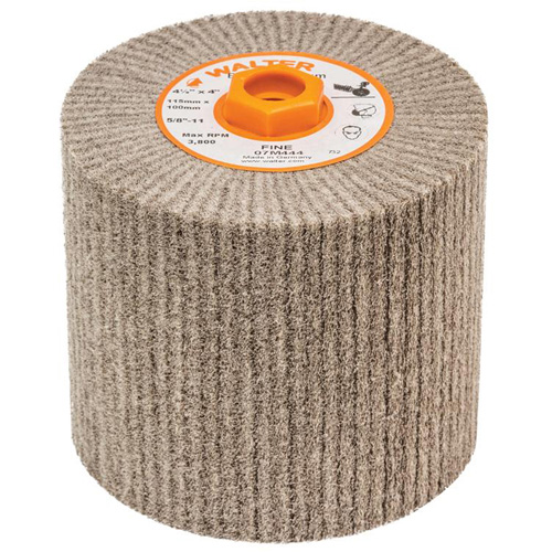 Tambour de conditionnement de surface Blendex, 4-1/2" dia. x 4" la, 5/8"-11 Arbre, Grain Fin NTL Industrial