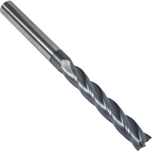 S237 30° Extra Long Square End Mill, 1/4" Dia., 4" L, 4 Flutes, 1/4" Shank, Carbide NTL Industrial