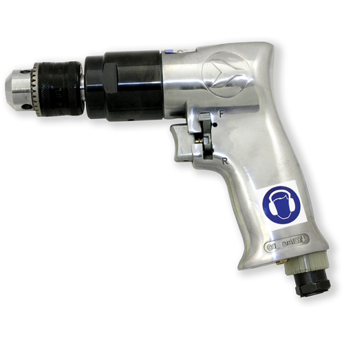 ADX380R Perceuse pneumatique r&eacute;versible, 4 pi³/min, 1/4" NPT, 86,8 dBA, 3/8" mandrin, Avec cl&eacute; NTL Industrial