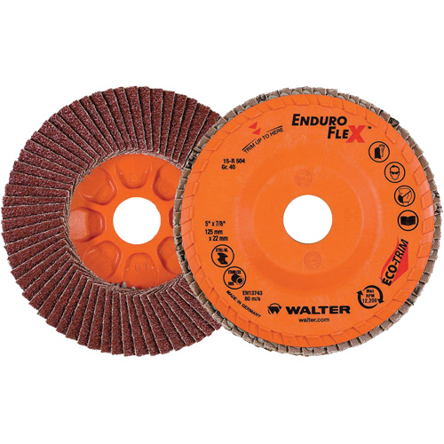 Enduro-Flex Flap Disc, 5" x 7/8", Type 27, 40 Grit, Zirconia Alumina NTL Industrial