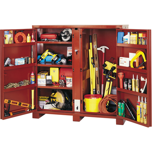 Jobsite Shelf Cabinet, Steel, 47.5 Cubic Feet, Red NTL Industrial