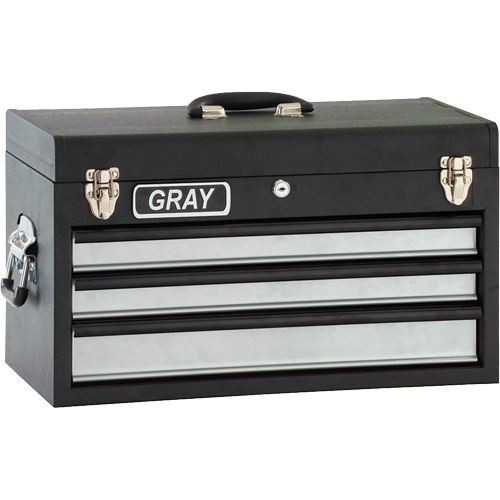 Tool Box - 3 Drawers, 10" D x 20-1/2" W x 12" H, Black NTL Industrial