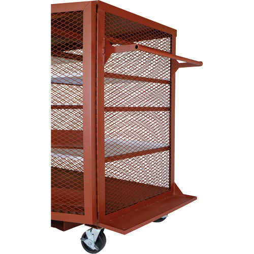 Mobile Mesh Cabinet, Steel, 37 Cubic Feet, Red NTL Industrial
