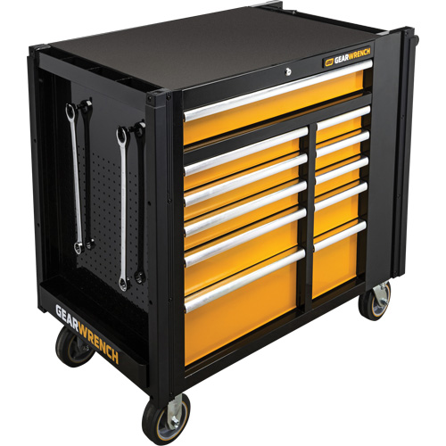 Powered Tool Cart, 11 Drawers, 42-1/2" W x 24-7/16" D x 41" H, Black/Orange NTL Industrial