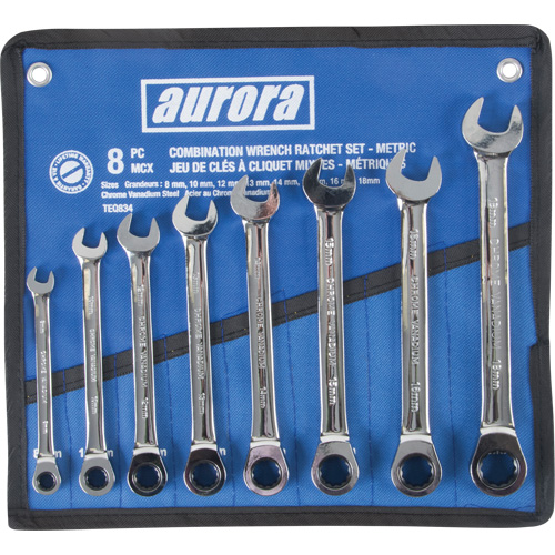 Fixed Head Wrench Set, Combination, 8 Pieces, Metric NTL Industrial